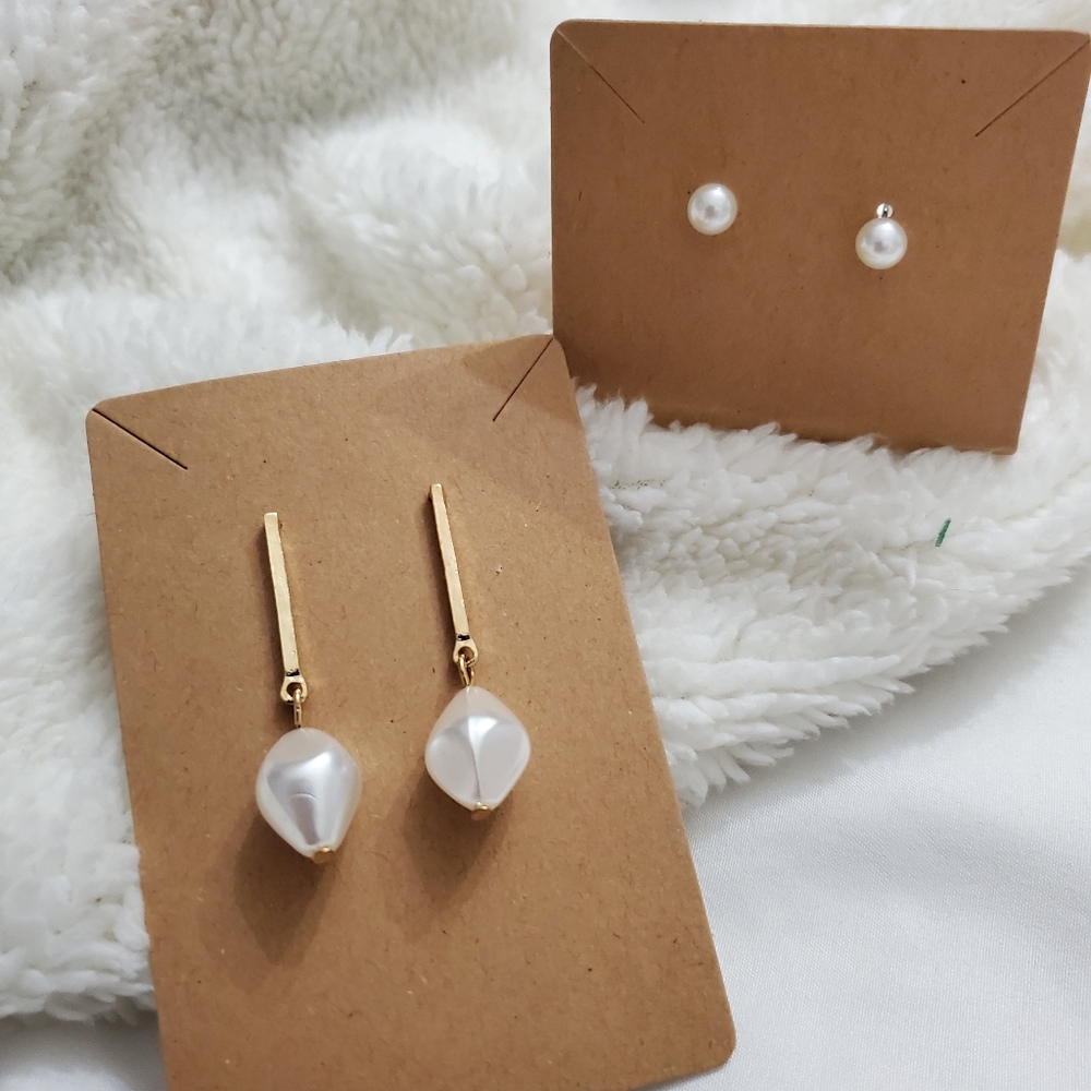 Earrings - Fashion Costume, Faux Fresh Water Pearl Drop & Studs 2-pc